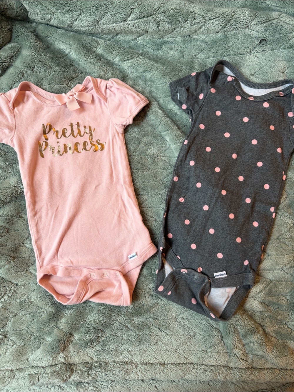 Gerber Pink and Charcoal Polka Dot Baby One-Piece Bodysuits